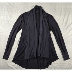 Athleta Womens Pranayama Restore Wrap Open Cardigan Thumbholes Relax Black XS